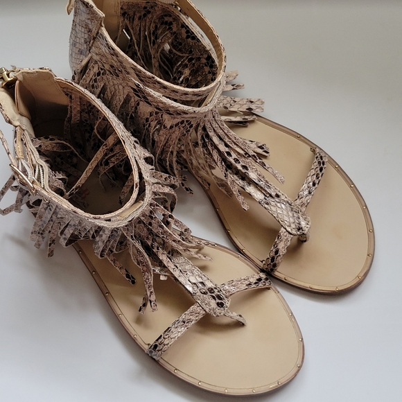 JustFab Winnifred reptile fringe sandals size 6½ - Picture 5 of 10